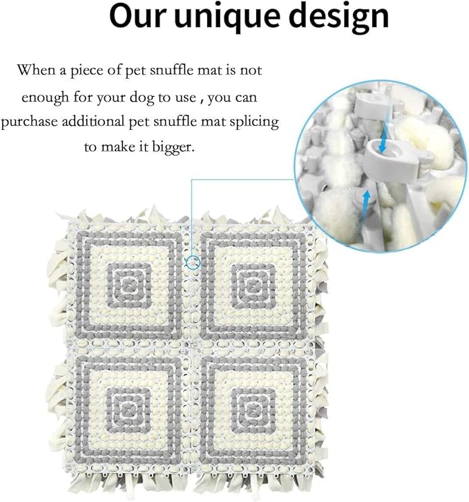 LIVEKEY Pet Snuffle Mat for Dogs, Dog Feeding Mat, Nosework Training Mats for Foraging Instinct Interactive Puzzle Toys (Gray&White)