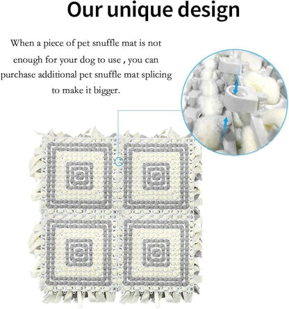 LIVEKEY Pet Snuffle Mat for Dogs, Dog Feeding Mat, Nosework Training Mats for Foraging Instinct Interactive Puzzle Toys (Gray&White)