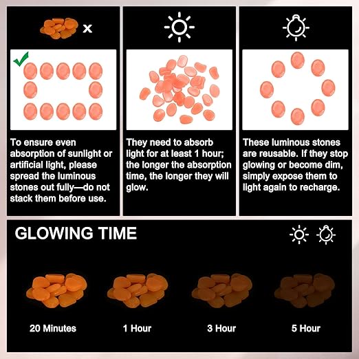 50-Pack Glow in The Dark Rocks, 1.77" Resin Outdoor Garden Decorations Luminous Pebbles Stones for Garden Plants/Aquarium/Backyard Path, Aquarium Gravel [Red]