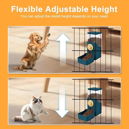 Auto Gravity Food Dispenser for Cage Hanging, 41OZ Capacity Hanging Automatic Pet Cage Feeder, Food Bowl for Cats Dogs Rabbit Ferret Chinchilla Bird Hedgehog Guinea Pig (Dark Blue)