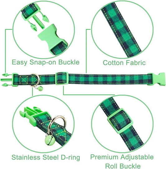 Cute Plaid Dog Collar with Safety Buckle - Adjustable and Comfortable Dog Collars for Small Medium Large Dogs, Stylish Puppy Collar for Boy Girl Pets