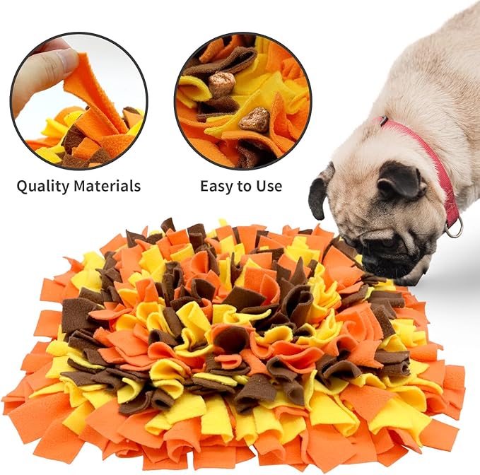 LIVEKEY Pet Snuffle Mat for Dogs, Dog Feeding Mat, Nosework Training Mats for Foraging Instinct Interactive Puzzle Toys (Orange&Yellow&Brown)