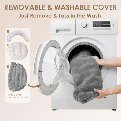 EHEYCIGA Large Dog Bed Sofa – Fluffy Faux Rabbit Fur Pet Couch for Medium and Large Dogs, Washable Removable Cover, Waterproof and Non-Slip, 36 Inch, Grey