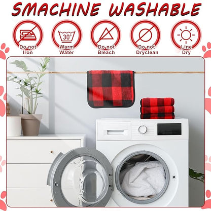 Reginary 4 Pcs Waterproof Guinea Pig Blankets Washable Small Animal Fleece Bedding Guinea Pig Cage Liners Reusable Training Pads Pet Pee Pad Sleep Mat for Hamster(Plaid,12 x 12 Inch)