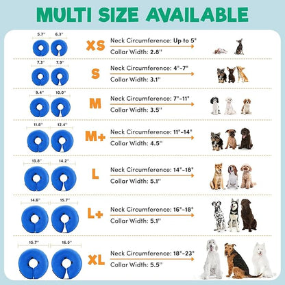 BENCMATE Inflatable Dog Cone Collar Alternative, Soft Dog Cone for Small Medium Large Dogs and Cats, Neck Recovery ECollar Donut Collar After Surgery (Small, Grey)