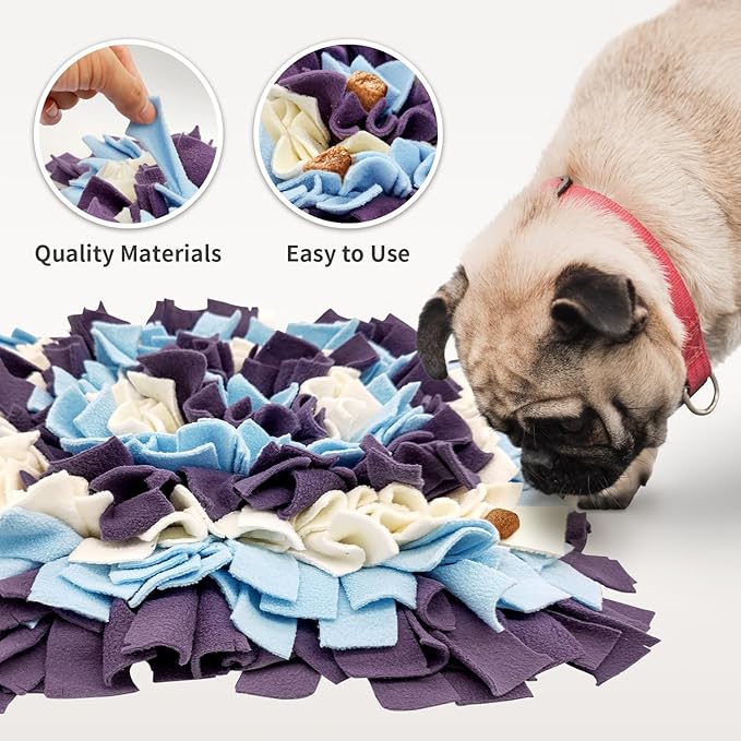 LIVEKEY Pet Snuffle Mat for Dogs, Dog Feeding Mat, Nosework Training Mats for Foraging Instinct Interactive Puzzle Toys (Violet&SkyBlue&White)