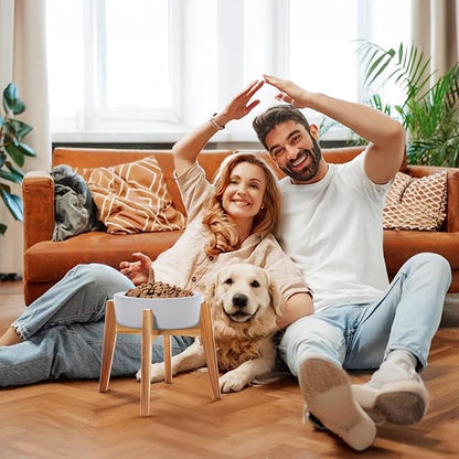 Elevated Dog Bowl Stand, Xlarge Raised Dog Bowl Station for Large Breed Pets, Dog Bowl Holder Fits Up to 11-inches Diameter Bowl, for Water Fountain and Dishes, Acacia Wooden, Stand Only