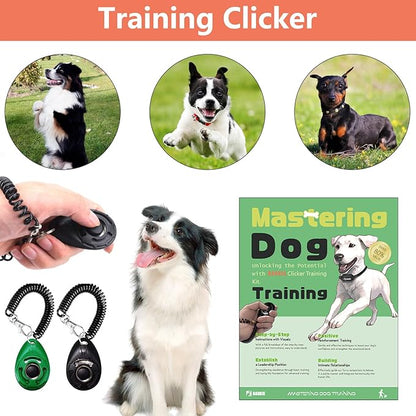 BARKIE Dog Training Kit - Treat Pouch, Pet Training Fanny Pack, 2 Puppy Training Clickers, Ultrasonic Silent Whistle, 2-in-1 Whistle Clicker, Clicker Training Guide Booklet, Dog Poop Bag (Black)