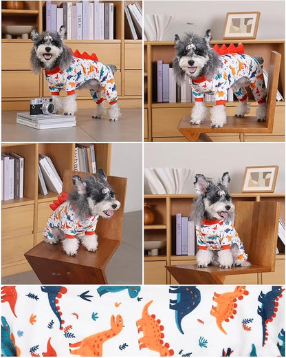 CuteBone Dinosaur Costume Dog Pajamas, Stretchy Spandex Crystal Velvet Sleepwear Coat for Small Dogs, Soft & Warm Pet Outfit Clothes for Cold Weather, Cozy Pullover Design COSP02XS