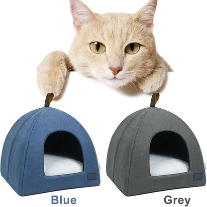 Zerone Pet Tent, Foldable Cat Bed Breathable Cat House Indoor Pet Tent Dog Bed with Mat (M)
