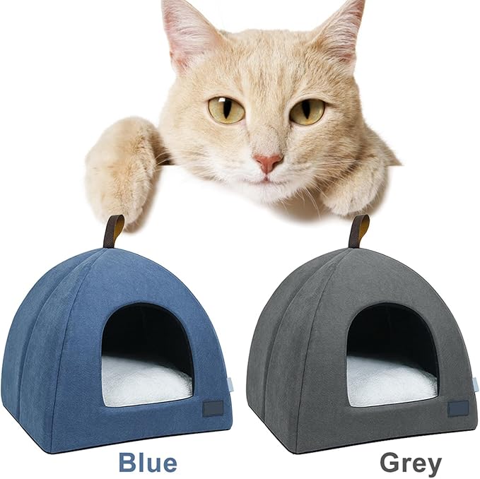 Zerone Pet Tent, Foldable Cat Bed Breathable Cat House Indoor Pet Tent Dog Bed with Mat (L)