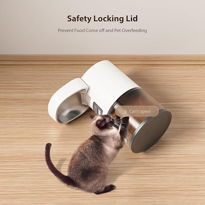 IMIPAW Automatic Cat Feeder, 3L Timed Pet Dry Food Dispenser with Clog-Free Design, Programmable, Dual Power Supply, Desiccant Bags, Auto Feeder for Cats, 1-6 Meals Per Day, with Stainless Steel