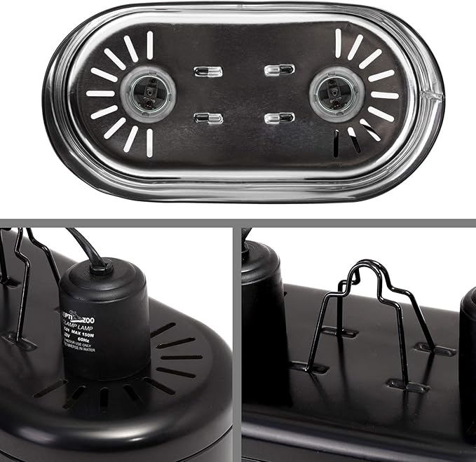 REPTI ZOO Dual Reptile Light Fixture for Reptile Dome UVB Lamp Fixture Dual Reptile Reflector Dome Lamp Cap Combo Integration Design Heat Lighting