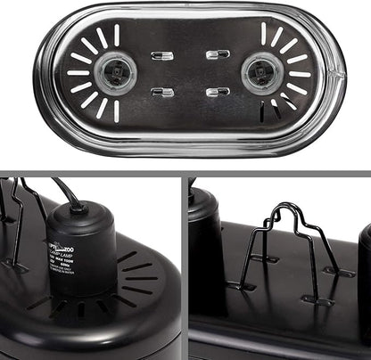 REPTI ZOO Dual Reptile Light Fixture for Reptile Dome UVB Lamp Fixture Dual Reptile Reflector Dome Lamp Cap Combo Integration Design Heat Lighting