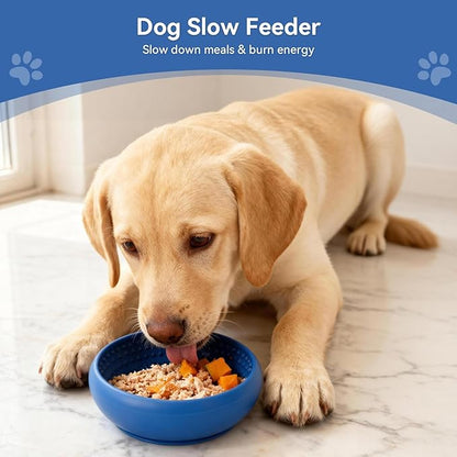 Slow Feeder Dog Bowl, BPA-Free Silicone Lick Mat for Small and Medium Dogs, Non-Slip & Dishwasher Safe (Dark Blue,S)
