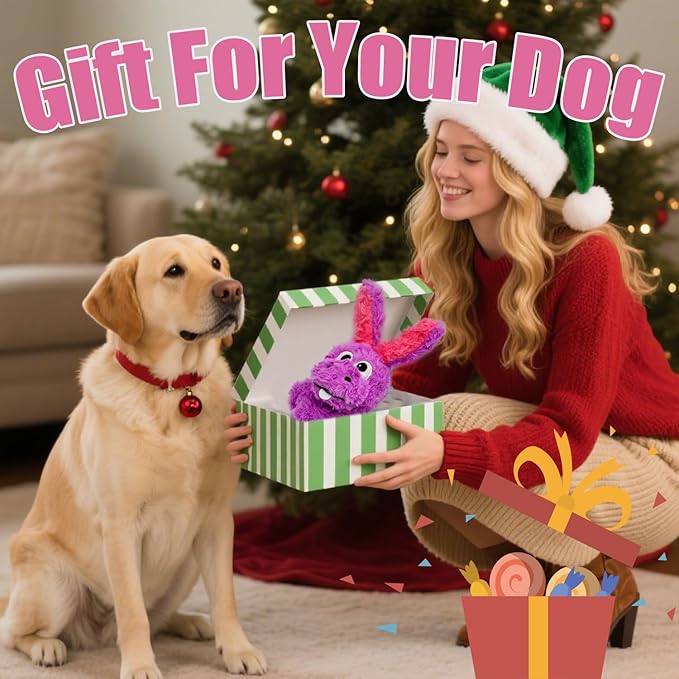 SLIWOWO Donkey Squeaky Dog Toys to Keep Them Busy, Stuffed Plush Girl Dog Toy Birthday Gift Crinkle Pet Puppy Tug Toy for Small Medium Large Dogs (Purple)