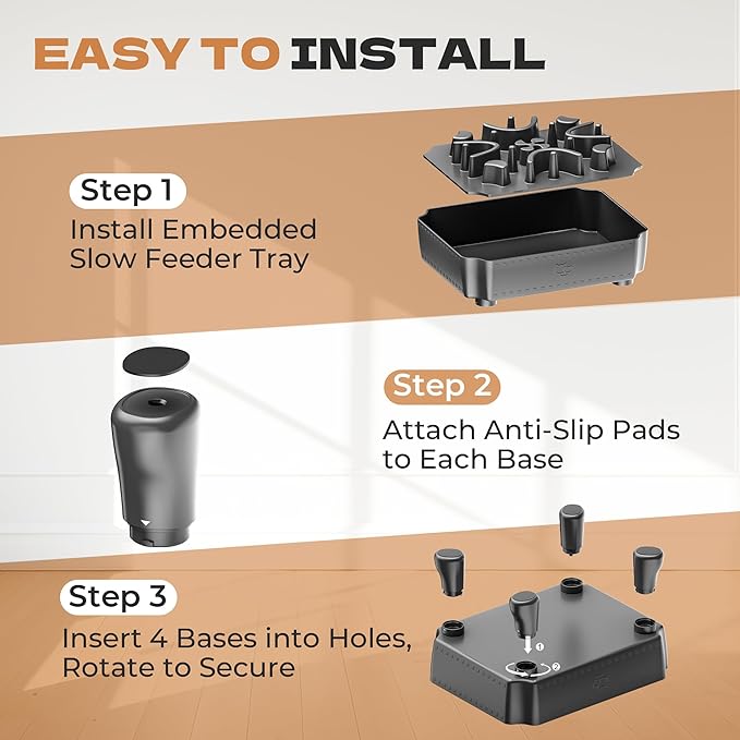 UPSKY Slow Feeder Dog Bowl, 2-in-1 Raised Dog Bowl with Anti-Choking Maze Puzzle, 2-6 Cups Pet Food for Small & Medium Breeds, Interactive Pet Feeder to Slow Eating, Reduce Boredom Grey