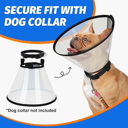 Supet Dog Cone Collar Adjustable After Surgery, Comfortable Pet Recovery Collar & Cone for Large Medium Small Dogs, Elizabethan Dog Neck Collar Plastic Practical （L）