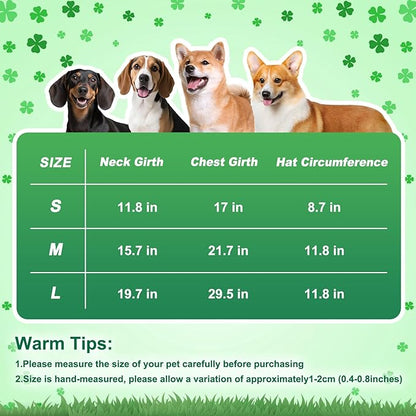 Leprechaun Dog Costume, 3 PCS St Patrick’s Day Puppy Outfit with Hat & Gold Pot, Irish Lucky Theme Celebration Green Holiday Clothes Dress Up for Dogs Cat Pet Small Medium Large