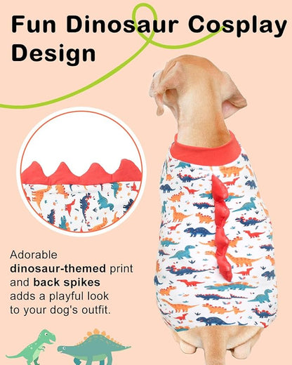 CuteBone Dinosaur Costume Dog Pajamas, Stretchy Spandex Crystal Velvet Sleepwear Coat for Small Dogs, Soft & Warm Pet Outfit Clothes for Cold Weather, Cozy Pullover Design COSP02-3XL