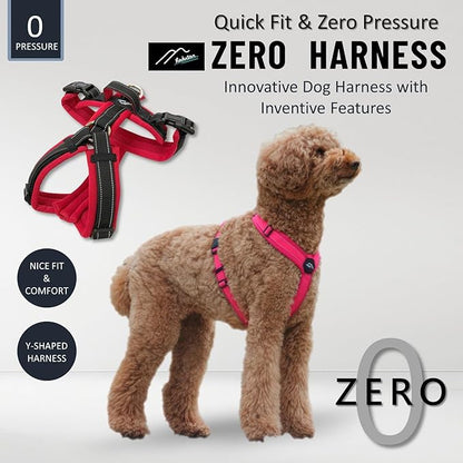 [白山:Hakusan] Zero Dog Harness Basic Type, Safe - No chocking/Hard to Disconnect, Great fit - Easy Put on and Off/Adjustable, Reflector, M - Medium Dog, Two-Tone Black×Turquoise
