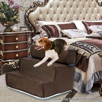 Dog Stairs for Small Dogs and Cats | 3-Step Dog Steps for Bed | 14" H Pet Stairs for High Bed | Plush and Soft Fabric, Provides Paw Traction and Stability,Mesh Fabric,Black