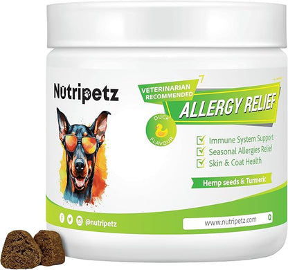 Allergy Relief for Dogs - Anti-Itch Immune Chews for Skin, Paw Licking & Itching - 120 Chews