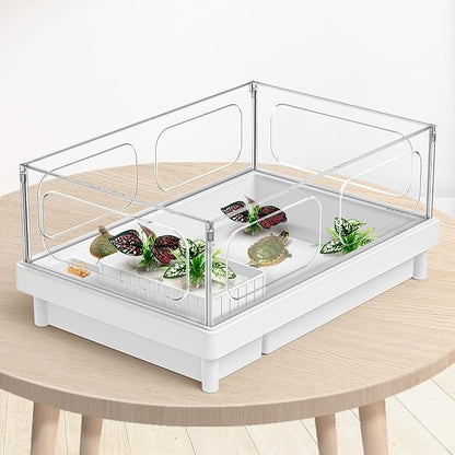 Moonorange Reptile Artificial Plants, Terrarium Plants Decorations Supplies, Aquarium Fish Tank Plant, Amphibian Habitat Hideout Tank Accessories(S Set-4pcs/A)