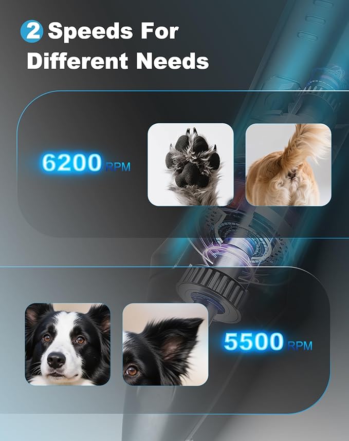 LEYOUFU Dog Paw Trimmer with LED Light, 2 Speed Low Noise Paw Trimmers for Dog's Feet, Cordless Electric Dog Clippers for Grooming Cat Hair Shaver for Paws, Ears, Face, Rump Small Areas (Black)