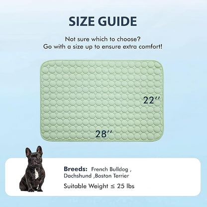 MICROCOSMOS Summer Cooling Mat & Sleeping Pad- Water Absorption Top, Materials Safe, Easy Carry, EZ Clean. Keep Cooling for Pets, Kids and Adults.(Green, 28" x22")