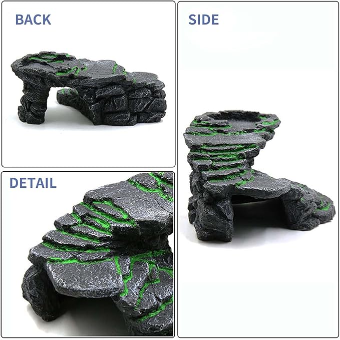 Moonorange Turtle Basking Platform Turtle Tank Decoration for Aquariums & Terrarium, Turtle, Lizard, Reptile Habitat Hideout (Black)