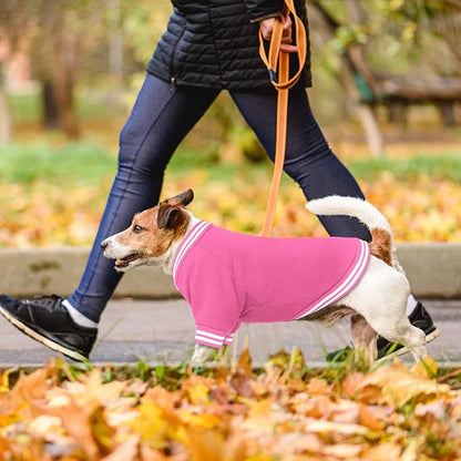 Dog Sweater Brushed Fleece Baseball Jacket Soft Warm Pet Sweatshirt Dog Sweaters for Small Dogs Puppy Sweater Boy Girl Pet(Pink-XS)