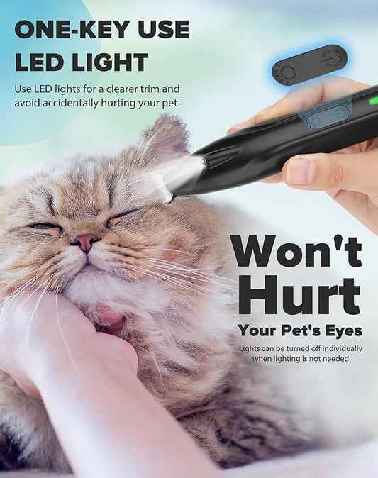 Dogs Paw Trimmer, 2 Speed Low Noise Dog Clippers for Grooming, Cordless Rechargeable Dog Hair Trimmer with LED Light, Widen Blade Cat Pet Hair Shaver for Paws, Eyes, Ears, Face, Rump (Black)