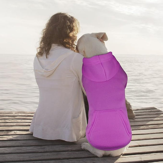 Dog Hoodie Dog Sweaters for Large Dogs Pet Sweater Solid Soft Brushed Fleece Pet Clothes Hoodie Sweatshirt with Pocket(Purple-XXL)