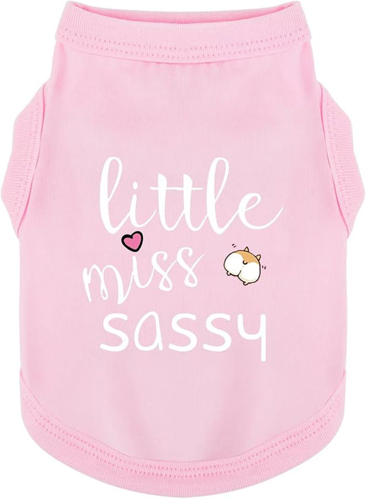 Paiaite Dog Clothes Fashionable Sleeveless Pet Vest: 'Little Miss Sassy' Printed Cotton Dog Shirt, Ideal for Small, Medium, and Large Breeds, Ensuring Comfort and Breathability Pink XL
