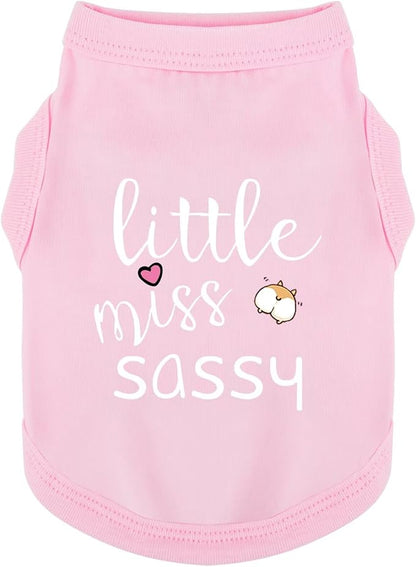 Paiaite Dog Clothes Fashionable Sleeveless Pet Vest: 'Little Miss Sassy' Printed Cotton Dog Shirt, Ideal for Small, Medium, and Large Breeds, Ensuring Comfort and Breathability Pink L