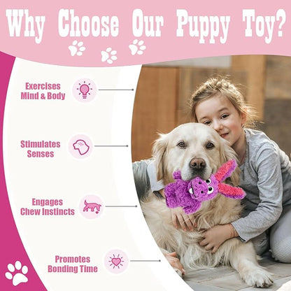 SLIWOWO Donkey Squeaky Dog Toys to Keep Them Busy, Stuffed Plush Girl Dog Toy Birthday Gift Crinkle Pet Puppy Tug Toy for Small Medium Large Dogs (Purple)