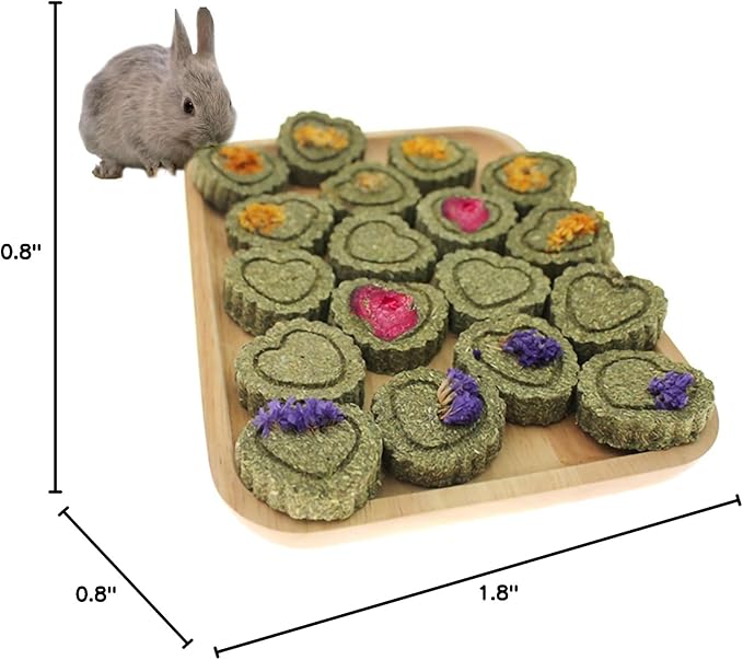 36Pcs Bunny Chew Toys,Natural Timothy Hay Handmade Grass Cakes Molar Treats for Bunny Chinchilla Guinea Pig Dwarf Rabbit Improves Teeth Health