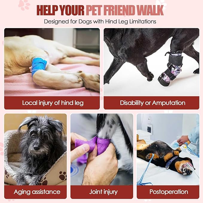 SlowTon Dog Lift Harness - Adjustable Dog Sling for Medium Large Dogs, Hind Leg Support to Help Rehabilitate, Soft Padded Dog Support Harness for Elderly, Injured, Arthritic, Disabled Dogs(R,S)
