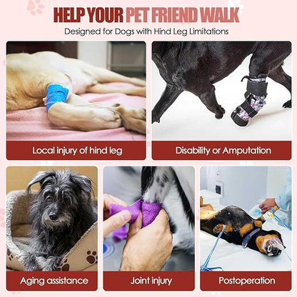 SlowTon Dog Lift Harness - Adjustable Dog Sling for Medium Large Dogs, Hind Leg Support to Help Rehabilitate, Soft Padded Dog Support Harness for Elderly, Injured, Arthritic, Disabled Dogs(R,S)