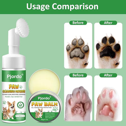 Dog Paw Cleaner - No-Rinse Pet Paw Cleanser for Dogs, Repairs Dry Cracked Paws, Protector Kit for Pet Foot Care