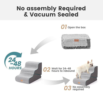 Gardner Pet Dog Stairs for Small Dogs 22.8" H, Curved 5-Step Pet Stairs, Dog Steps for High Bed, Couch (24-30 in) with Durable Non-Slip Waterproof Fabric Cover and CertiPUR-US Certified Foam