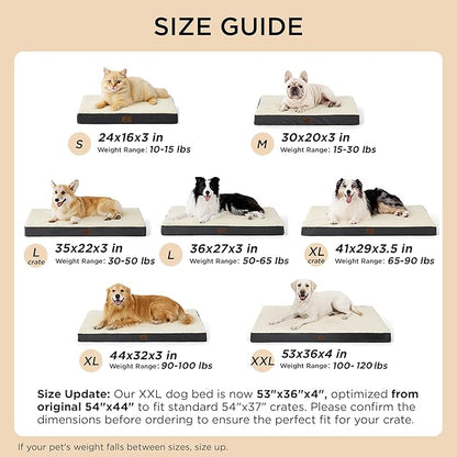 Bedsure Large Dog Bed for Crate - Comfy Flat Pet Beds with Removable Washable Cover, Orthopedic Egg Crate Foam Crate Mat, Suitable for Pet Up to 50 lbs