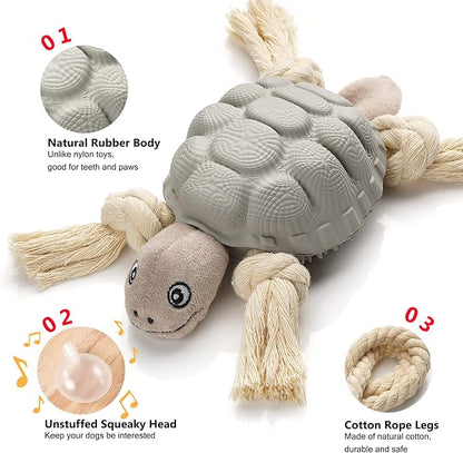 Dog Toys, Multi-Function Chew Toy for Teeth Cleaning, Food Dispensing Toys Medium, Large Dogs (Turtle, Grey)