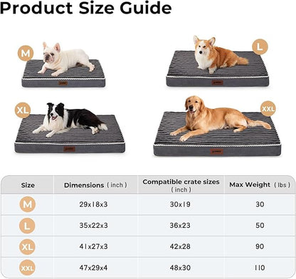 XXL Dog Bed for Crate - Extra Large Orthopedic Pet Beds with Removable Machine Washable Cover, Egg Crate Foam Puppy Pad, Suitable for Pet Up to 100 lbs, 47"x29"