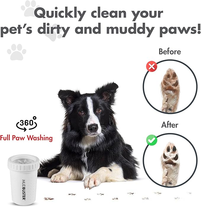 Dexas MudBuster Portable Dog Paw Cleaner, Medium, Bright White Special Edition, Premium Pet Supplies and Accessories (Pack of 6)