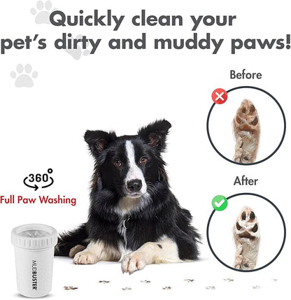 Dexas MudBuster Portable Dog Paw Cleaner, Medium, Bright White Special Edition, Premium Pet Supplies and Accessories (Pack of 6)