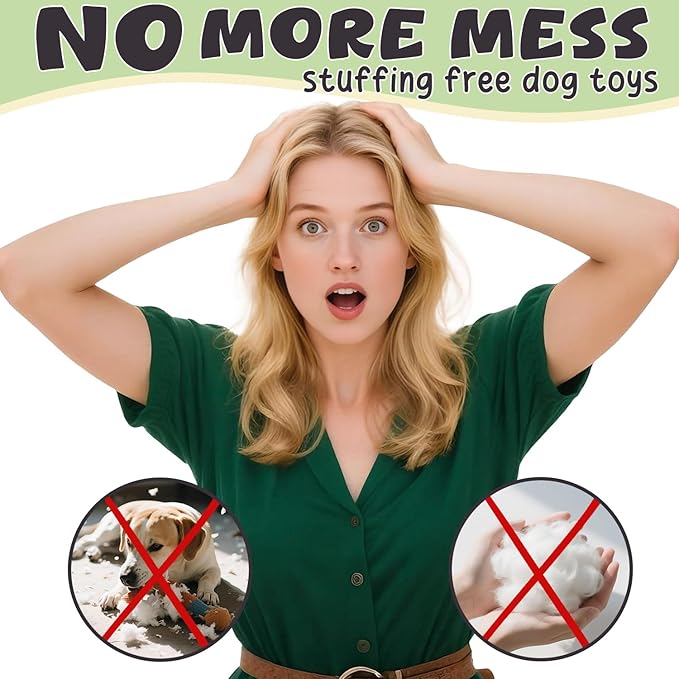 Squeaky No Stuffing Dog Toys, 3 Pack Rope Toys for Teething, Crinkle Plush Toys to Keep Them Busy, Tug Interative Dog Toys for Small Medium Large Breed.Not for Aggressive Chewers.