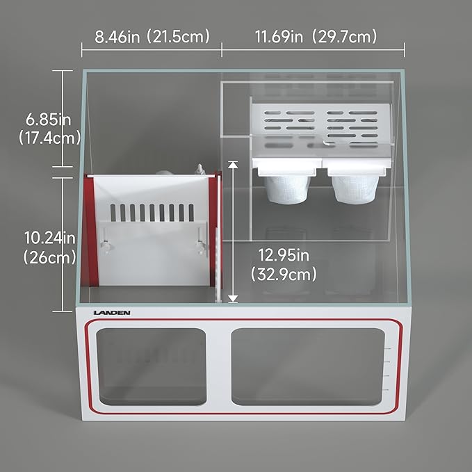 LANDEN RS 60 ReefStar Saltwater Aquarium Reef-Ready Sump Aquarium-50 Gal Display + 20 Gal Sump | 23.6″×21.7″×19.7″ Tank + Cabinet w/Built-in Filtration for Coral & Nano Fish