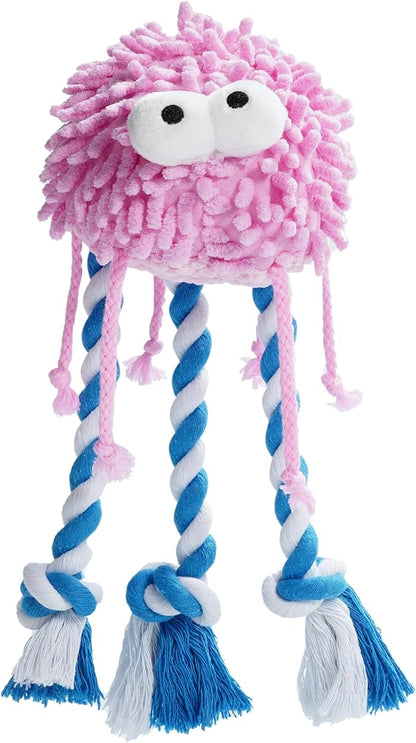 Nocciola Plush Squeaky Dog Toys, Cute Durable Stuffed Crinkle Puppy Pet Chew Toys for Large Medium Small Dogs - Jellyfish